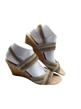 Coach‎ and Four Wedge Sandals Women 10M Gold Silver Bronze Metallic Cork Boho